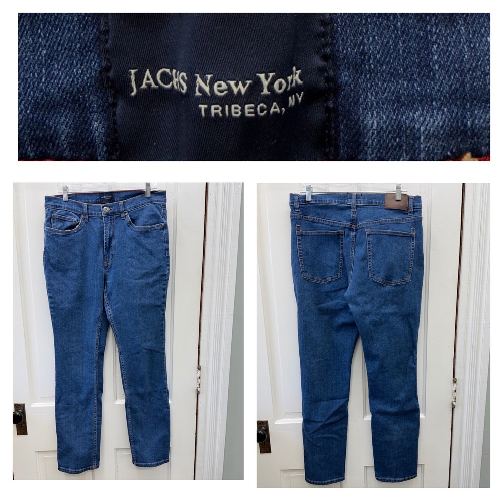 Jachs New York‎ Tribeca Mens 34 x 32 Straight Leg Denim Blue Jeans Medium Wash